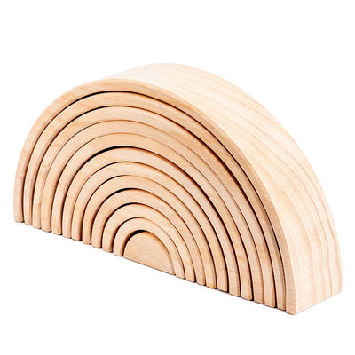 Gewölbter stapelnder PastellHolzklotz des Regenbogen-12pcs stellte 38.5cm ein