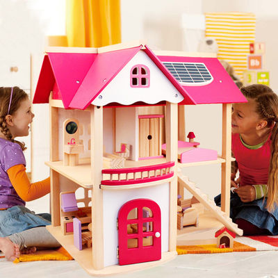 Natürliche 37.5cm Diy hölzerne Puppenhaus-Möbel hölzerner Toy House Furniture