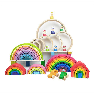 Pädagogische 35cm 7cm Holzklötze Spielwaren-Regenbogen, dieblöcke stapeln