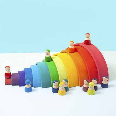 Pädagogische 35cm 7cm Holzklötze Spielwaren-Regenbogen, dieblöcke stapeln