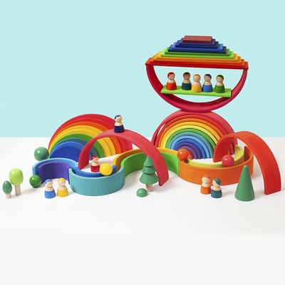 Pädagogische 35cm 7cm Holzklötze Spielwaren-Regenbogen, dieblöcke stapeln