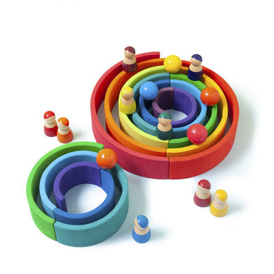 Pädagogische 35cm 7cm Holzklötze Spielwaren-Regenbogen, dieblöcke stapeln