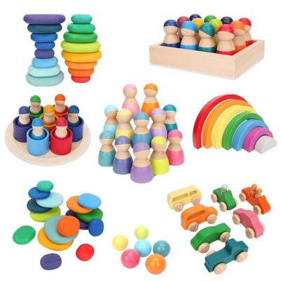Montessori-Wellen-Forest Stacker Tower Rainbow Toy-Stapler