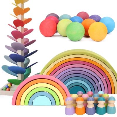 Montessori-Wellen-Forest Stacker Tower Rainbow Toy-Stapler