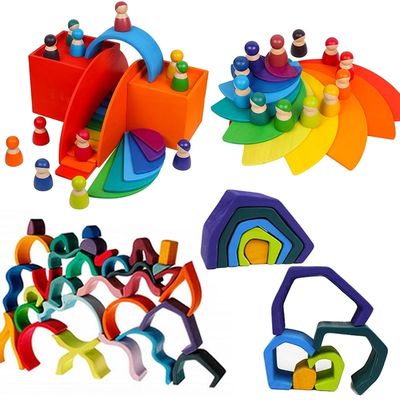 Montessori-Wellen-Forest Stacker Tower Rainbow Toy-Stapler