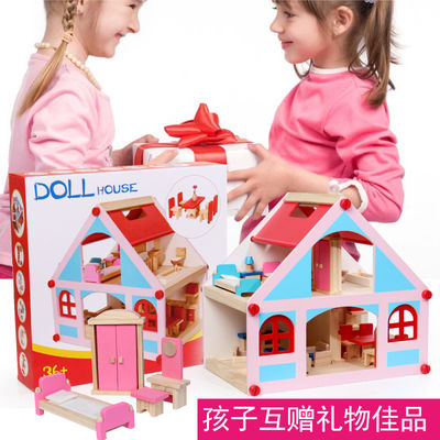 Puppenhaus-Spielwaren-Möbel der Villa38cm hölzerne gefärbt