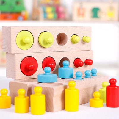 3cm sensorischer Zylinderblock-Vorschule Zylinder-Sockel Montessori Knobbed