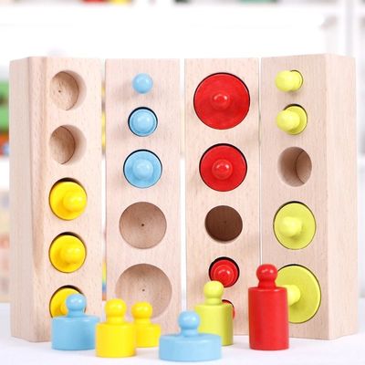 3cm sensorischer Zylinderblock-Vorschule Zylinder-Sockel Montessori Knobbed
