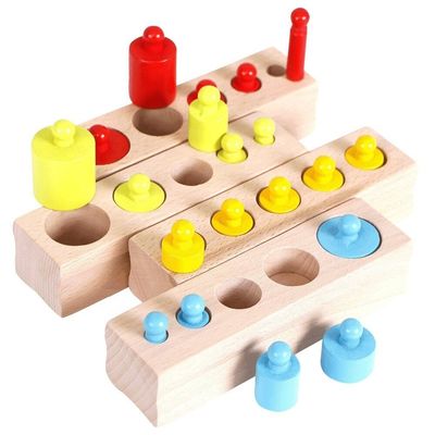 3cm sensorischer Zylinderblock-Vorschule Zylinder-Sockel Montessori Knobbed