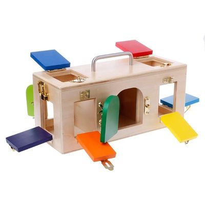 Hölzernes Montessori Baby des Verschluss-Kasten-13.5cm spielt pädagogische hölzerne Puzzlespiele