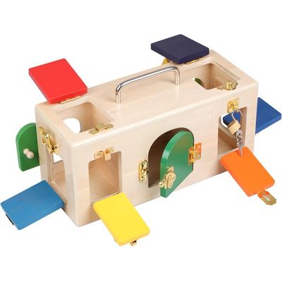 Hölzernes Montessori Baby des Verschluss-Kasten-13.5cm spielt pädagogische hölzerne Puzzlespiele
