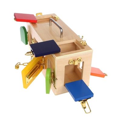 Hölzernes Montessori Baby des Verschluss-Kasten-13.5cm spielt pädagogische hölzerne Puzzlespiele