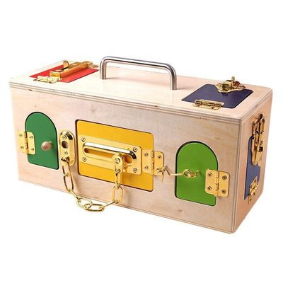 Hölzernes Montessori Baby des Verschluss-Kasten-13.5cm spielt pädagogische hölzerne Puzzlespiele