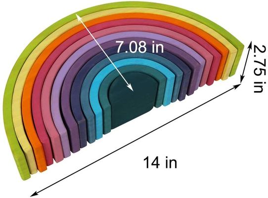 Regenbogen-hölzerner Regenbogen-Stapler 3D 2.75in stapelnder 12-teilig