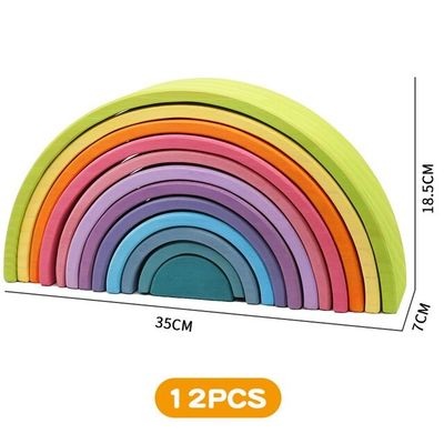 Regenbogen-hölzerner Regenbogen-Stapler 3D 2.75in stapelnder 12-teilig