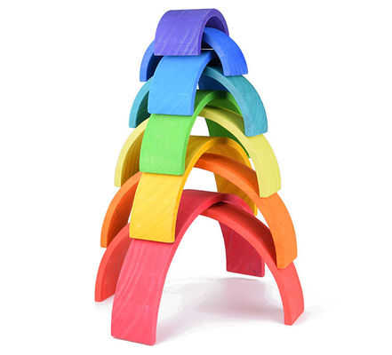 Regenbogen-hölzerner Regenbogen-Stapler 3D 2.75in stapelnder 12-teilig
