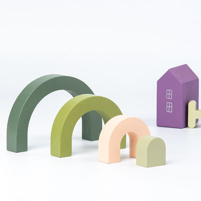 Gebäude-hölzerner Regenbogen-Stapler-hölzerner stapelnder Regenbogen-Pastell 3D Jenga