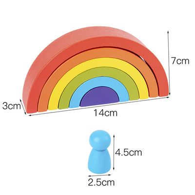 Sieben hölzerner Regenbogen-Stapler Toy Jengle Arched der Farbe13.5cm