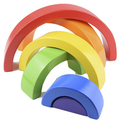 Sieben hölzerner Regenbogen-Stapler Toy Jengle Arched der Farbe13.5cm