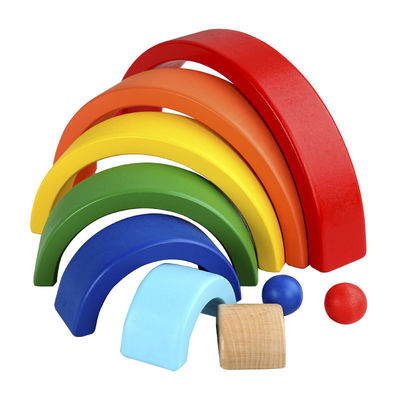 Sieben hölzerner Regenbogen-Stapler Toy Jengle Arched der Farbe13.5cm