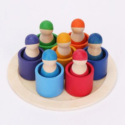 Exklusives stellte 12 Stücke Peg Rainbow Arch Stacker Toy-nicht giftiges nordisches ein