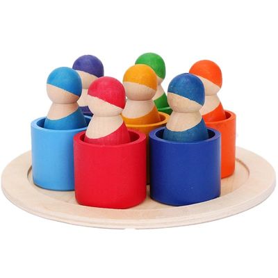 Exklusives stellte 12 Stücke Peg Rainbow Arch Stacker Toy-nicht giftiges nordisches ein