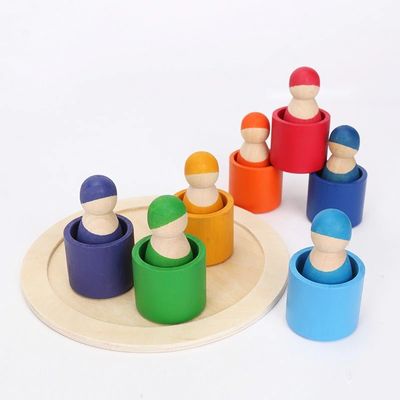Exklusives stellte 12 Stücke Peg Rainbow Arch Stacker Toy-nicht giftiges nordisches ein