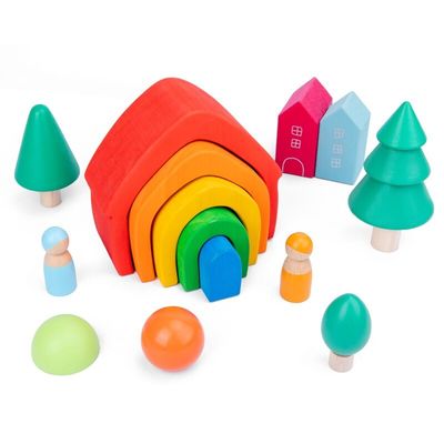 Hölzerner Felsen Coral Earth Wooden Blocks Toyss stellte balancierendes Block-Naturholz-Spielzeug ein