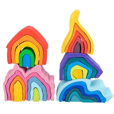 Hölzerner Felsen Coral Earth Wooden Blocks Toyss stellte balancierendes Block-Naturholz-Spielzeug ein