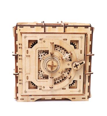 Spielt nordisches Holzklotz-Puzzlespiel INS den hölzernen mechanischen Kasten des Puzzlespiel-3d