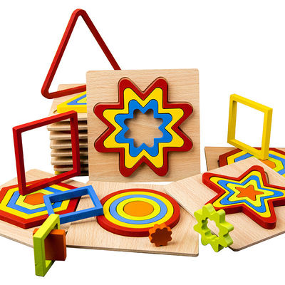 Spielt geometrisches Holzklotz-Puzzlespiel DIY 1cm zackiges Baby
