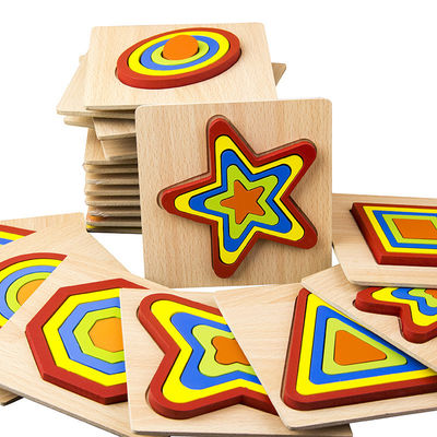 Spielt geometrisches Holzklotz-Puzzlespiel DIY 1cm zackiges Baby