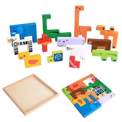 Holzklotz-Puzzlespiel des Wald1.7cm spielt Tierstadtholzklötze