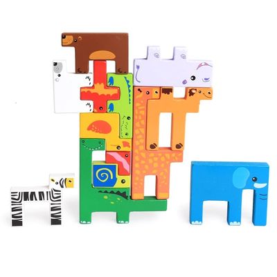 Holzklotz-Puzzlespiel des Wald1.7cm spielt Tierstadtholzklötze