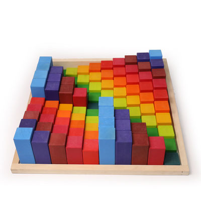 Kognitive 4.5cm Holzklötze des Schloss-spielt Regenbogen-Bausteine