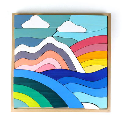 Himmel-Wolken-großer Regenbogen-Stapler des Baby-3cm große Holzklötze für Kleinkinder