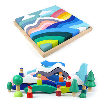Himmel-Wolken-großer Regenbogen-Stapler des Baby-3cm große Holzklötze für Kleinkinder