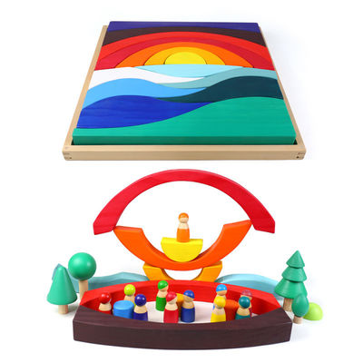 Himmel-Wolken-großer Regenbogen-Stapler des Baby-3cm große Holzklötze für Kleinkinder