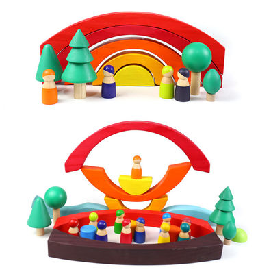 Himmel-Wolken-großer Regenbogen-Stapler des Baby-3cm große Holzklötze für Kleinkinder