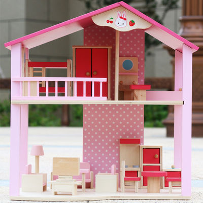 Natürliche handgemachte hölzerne Puppenhaus-Spielwaren DIY färbten ISO9001