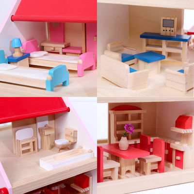 Natürliche handgemachte hölzerne Puppenhaus-Spielwaren DIY färbten ISO9001