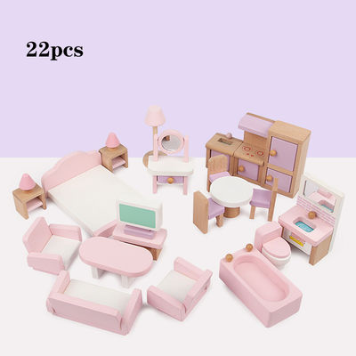 Klassische 10.5cm natürliche Mini Wooden Doll House Toys-Möbel