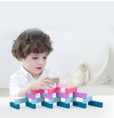 Balancieren Sie 48pcs färbte hölzerne Domino-Blöcke stapelte Regenbogen-pädagogische Spielwaren