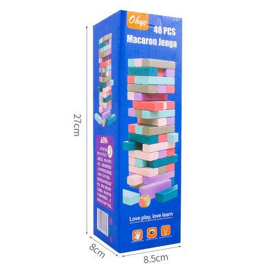 Balancieren Sie 48pcs färbte hölzerne Domino-Blöcke stapelte Regenbogen-pädagogische Spielwaren