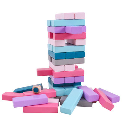 Balancieren Sie 48pcs färbte hölzerne Domino-Blöcke stapelte Regenbogen-pädagogische Spielwaren
