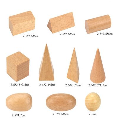 3D, das 5cm hölzernes Mathe Toy Geometric Wooden Blocks zählt