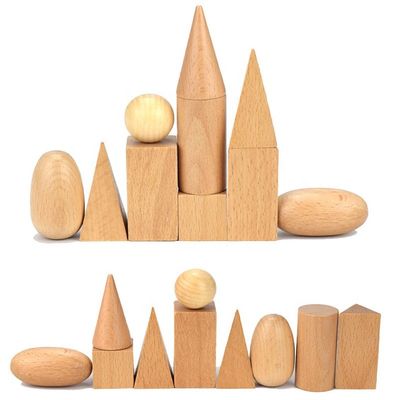 3D, das 5cm hölzernes Mathe Toy Geometric Wooden Blocks zählt