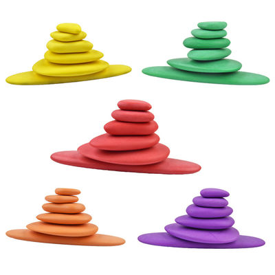 6cm Kiesel färbten hölzerne Bausteine Toy For Kids