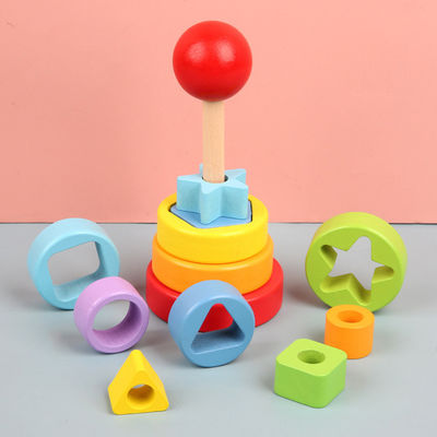 5.51in hölzernes Montessori Baby-Spielwaren-Buchenholz Teether