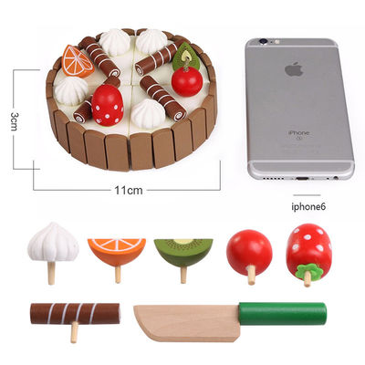 Hölzerne Frucht des Kuchen-11cm, die gesetzte hackende Kinderrollen-Spiel-Spielwaren schneidet